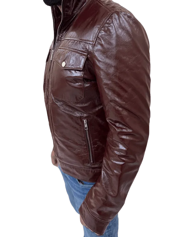 100% Top Grain Leather  Bomber  Jacket C2