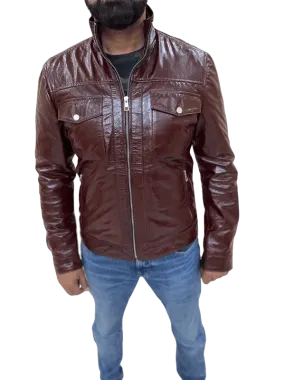 100% Top Grain Leather  Bomber  Jacket C2