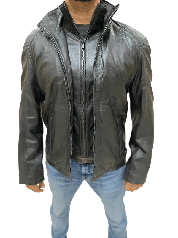 100% Top Grain Leather Double Zipper Jacket C11