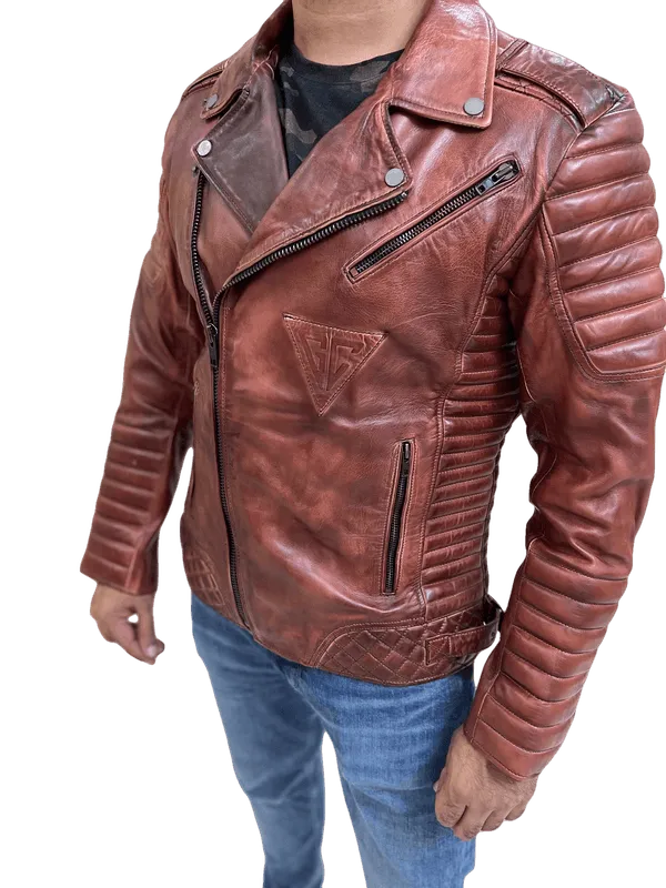 100% Top Grain Leather  Lapel  Jacket C4