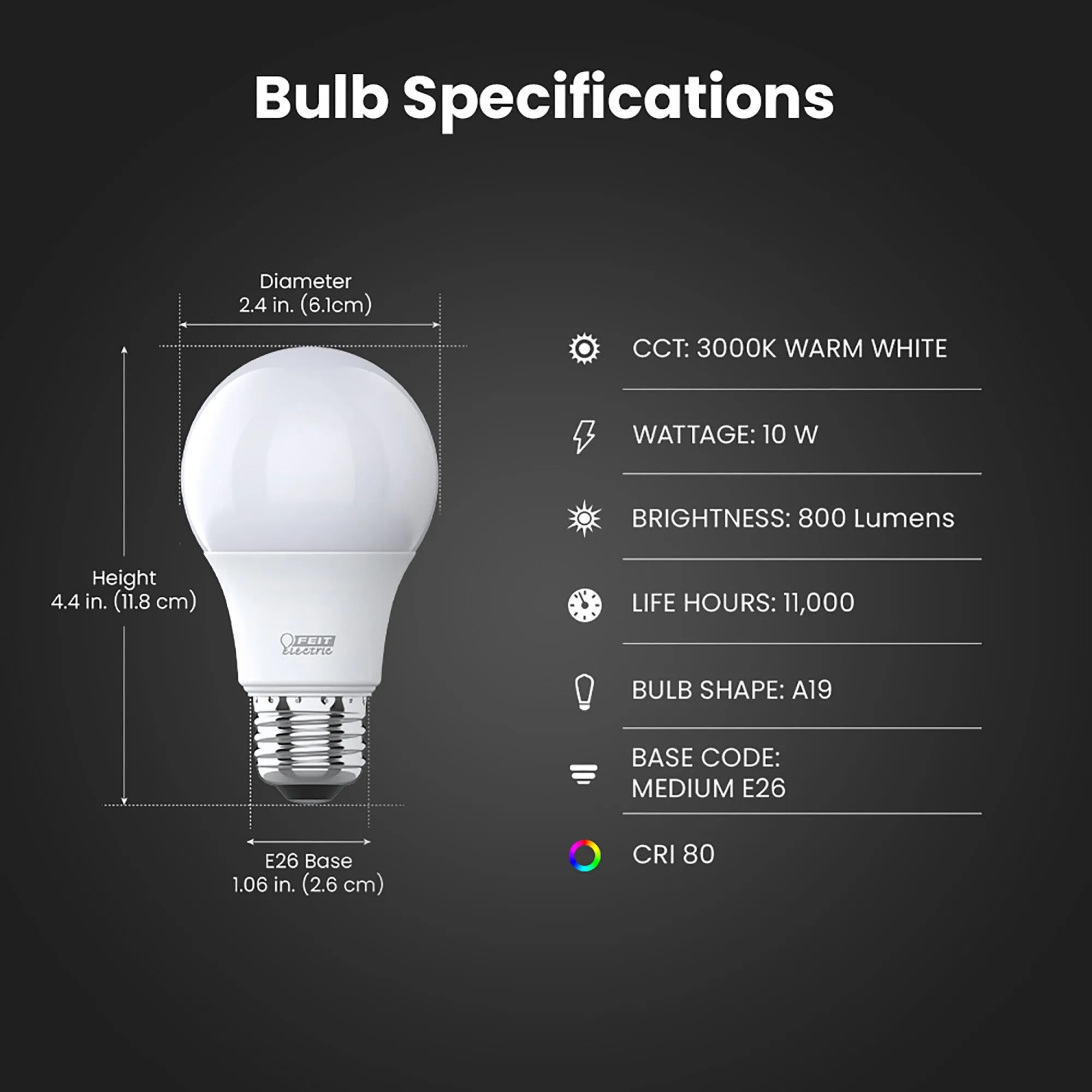 10W (60W Replacement) Warm White (3000K) E26 Base A19 General Purpose LED Bulb (10-Pack)