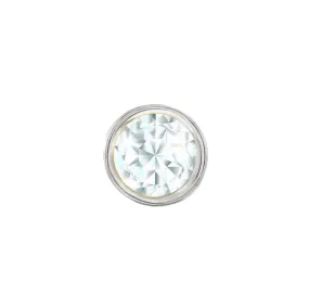 14k Skinny Silver April Charm (white)