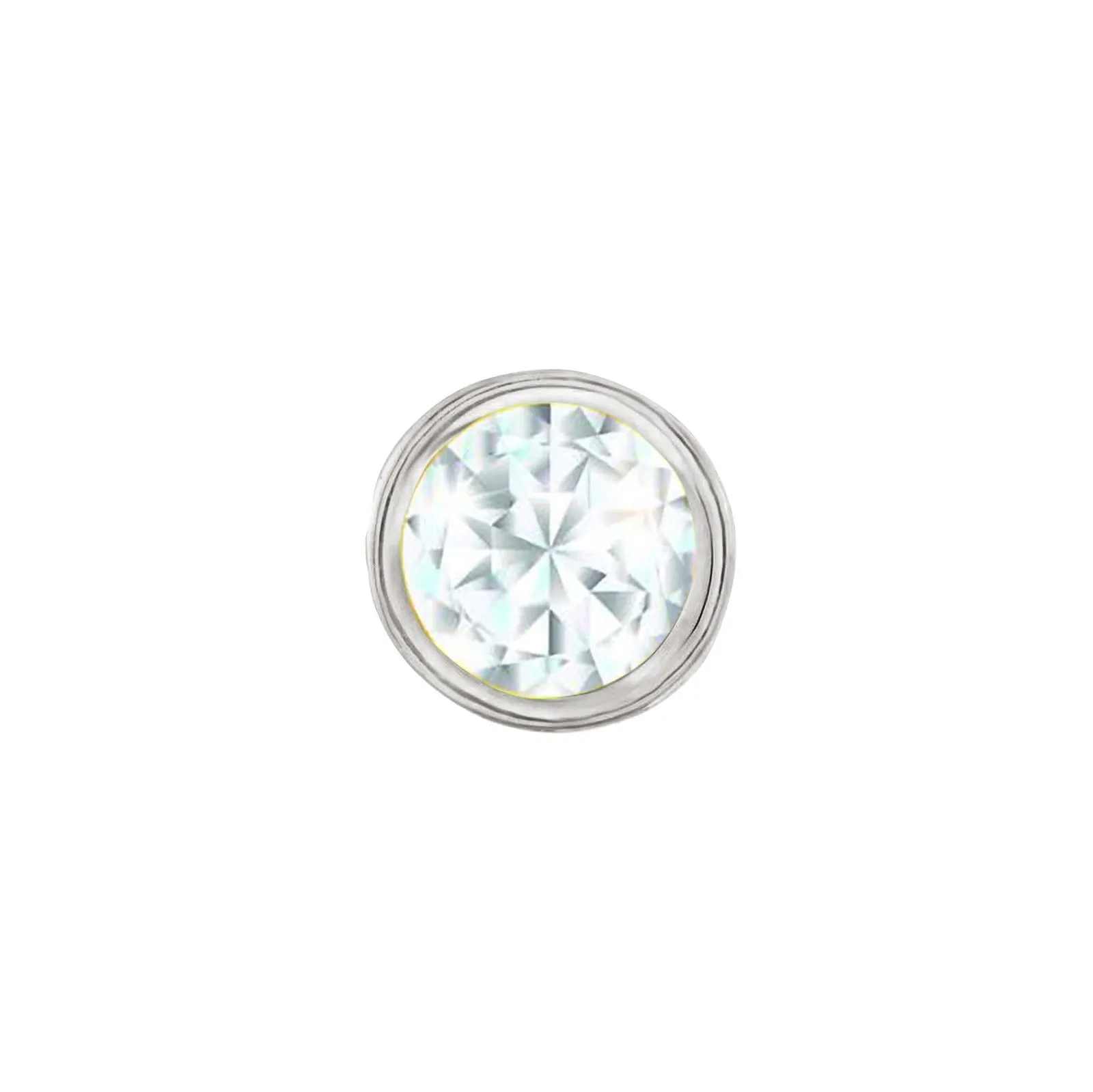 14k Skinny Silver April Charm (white)