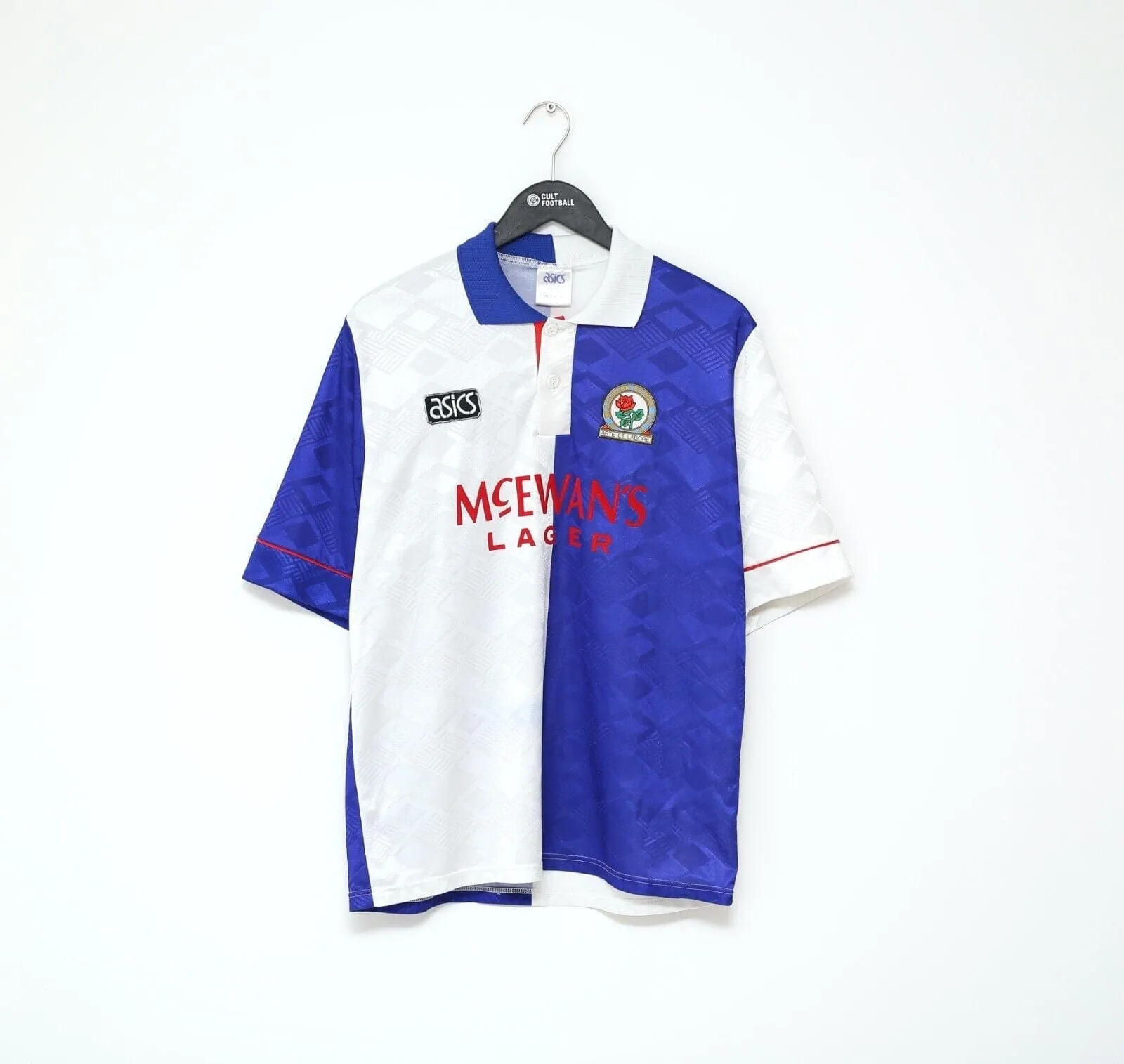 1992/94 SHEARER #9 Blackburn Rovers Vintage Asics Home Football Shirt (M/L)