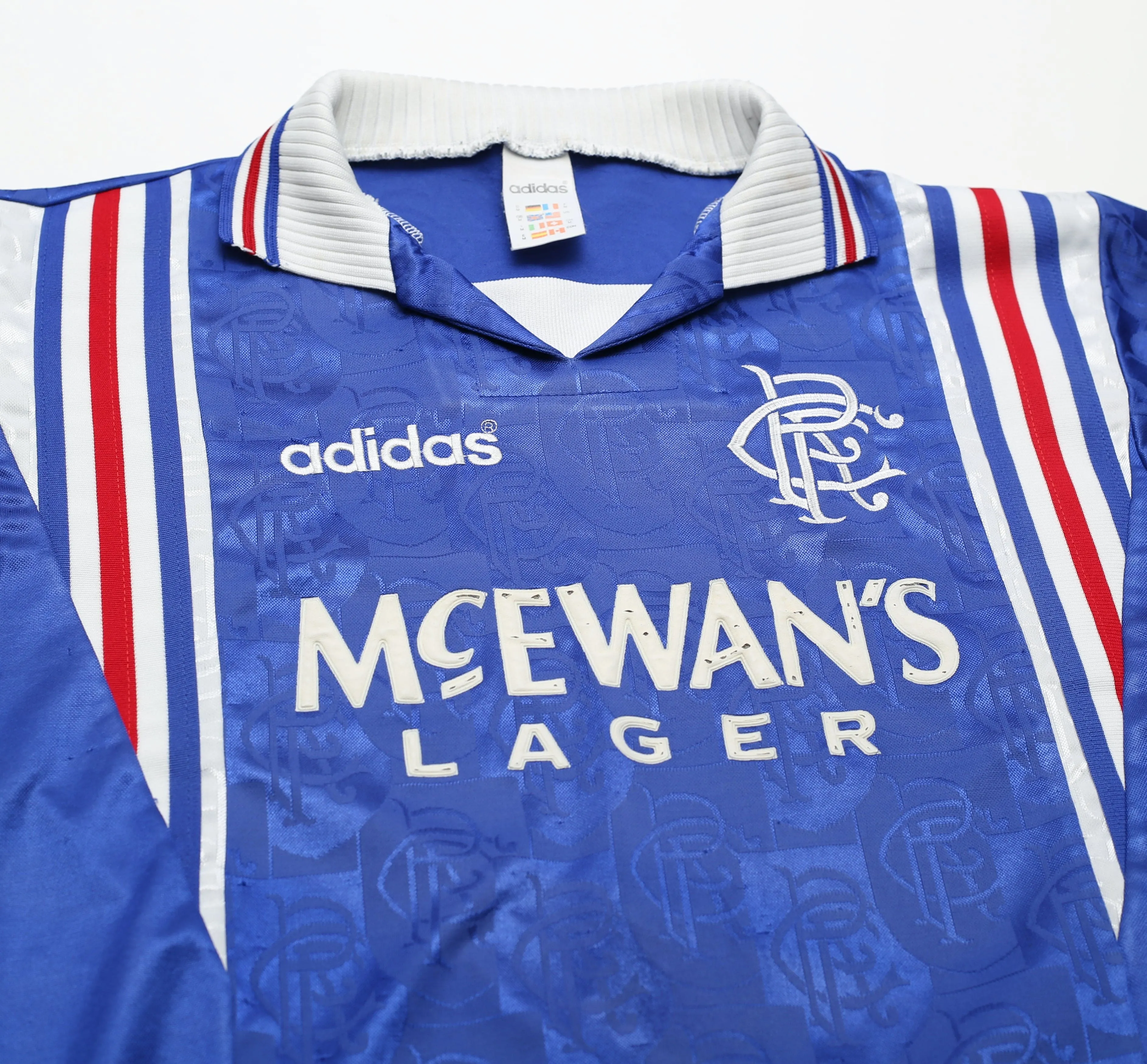 1996/97 RANGERS Vintage adidas Home Football Shirt Jersey (M)