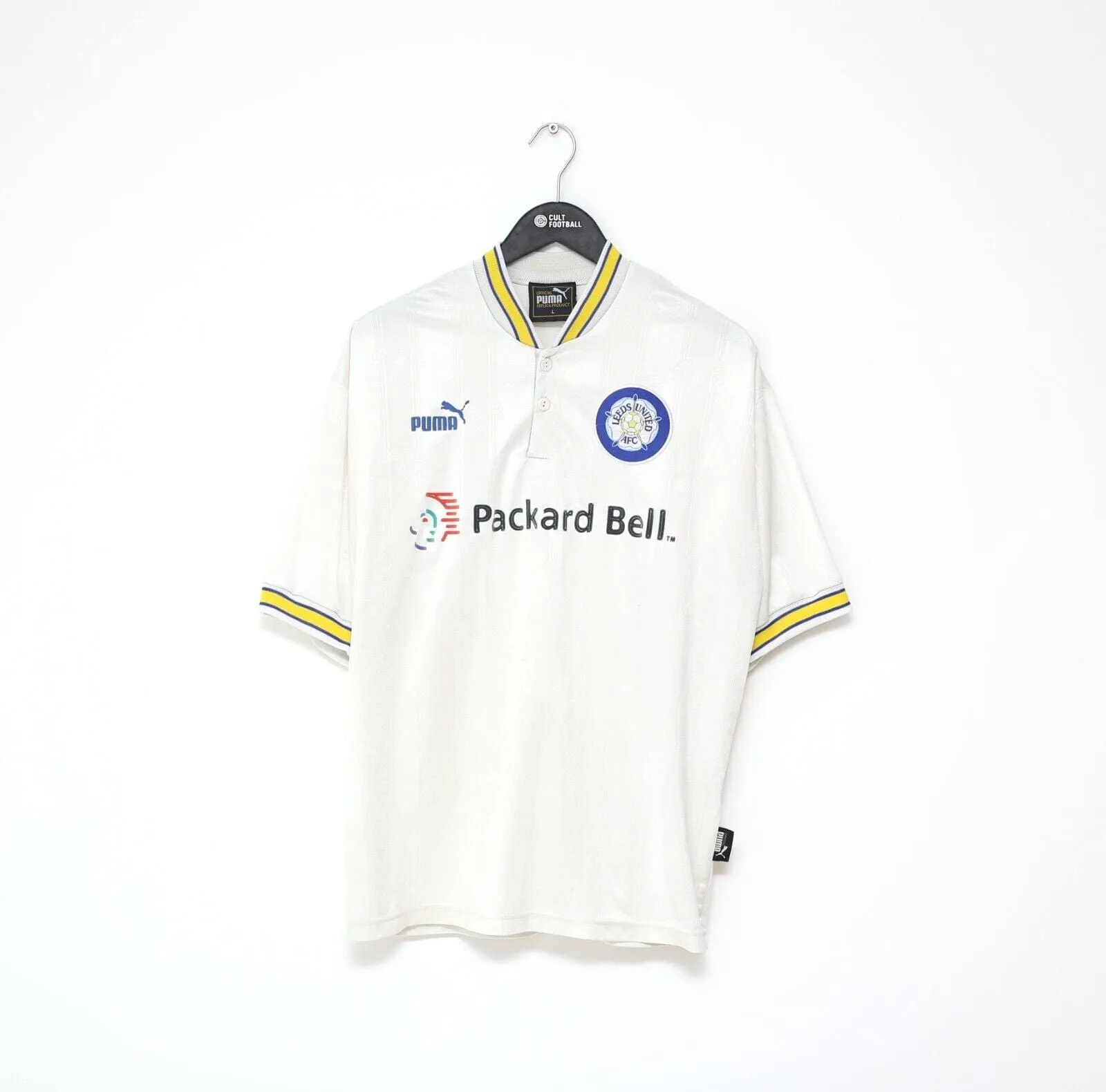 1996/98 LEEDS UNITED Vintage PUMA Home Football Shirt Jersey (L)