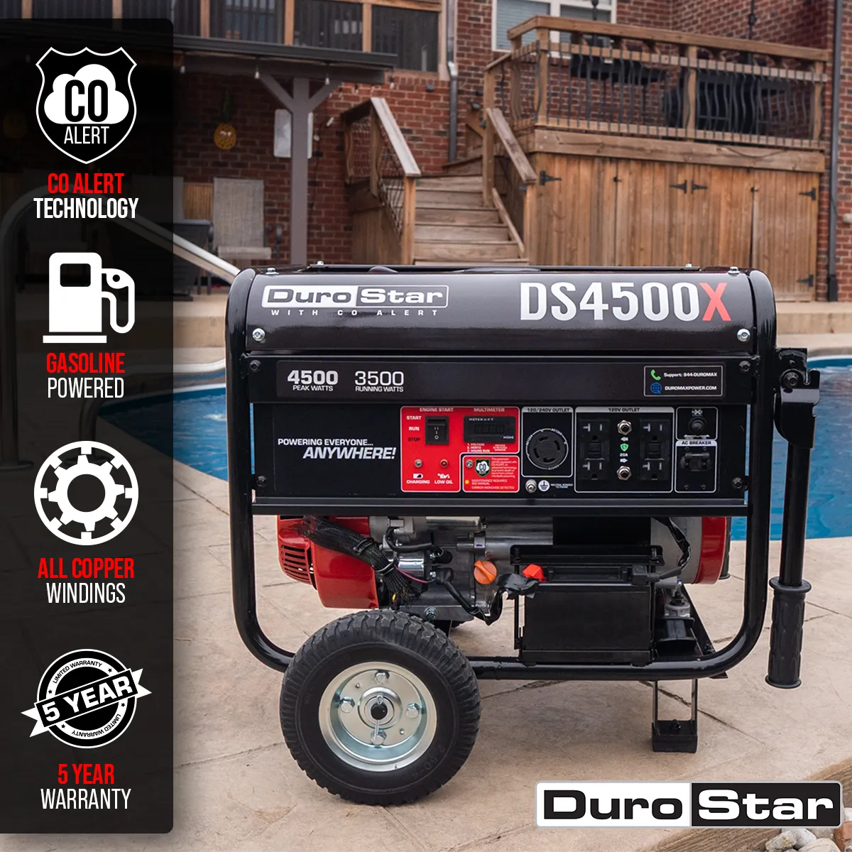 4,500 Watt Gasoline Portable Generator w/ CO Alert