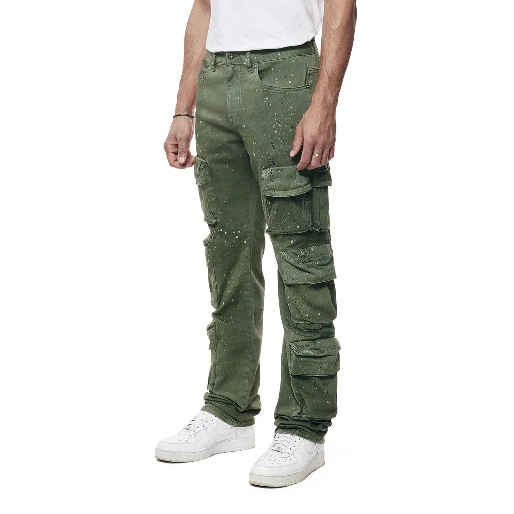 Airbrushed & Heavy Splattered Twill Pants - Vintage Army