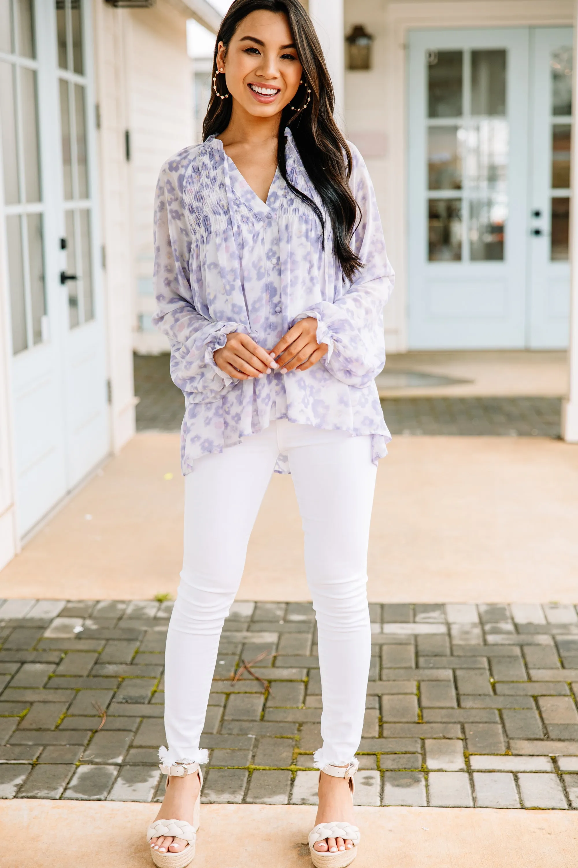 All My Life Orchid Purple Floral Blouse