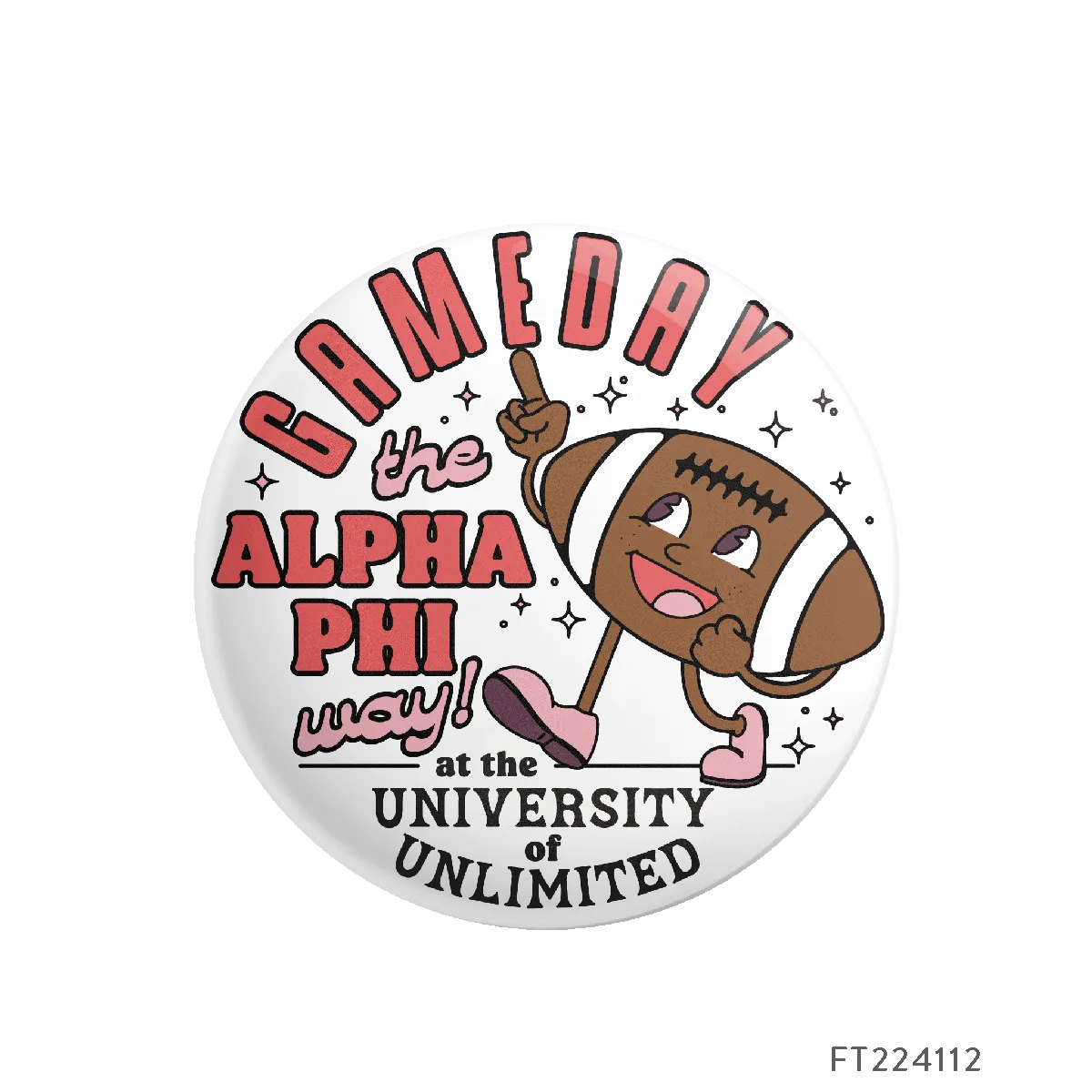 Alpha Phi Football Game Day Button Design