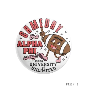 Alpha Phi Football Game Day Button Design