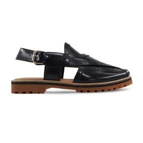 Amelio - Men's Black Box Leather High Shine Sandal