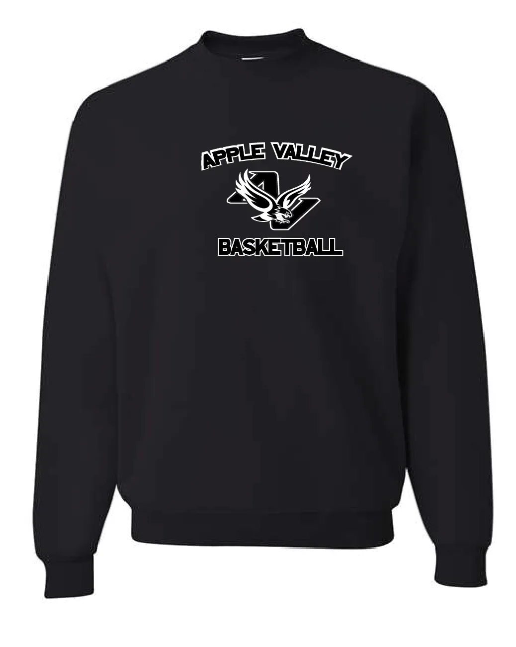 Apple Valley Basketball - Youth & Adult Crew Sweatshirt - Black