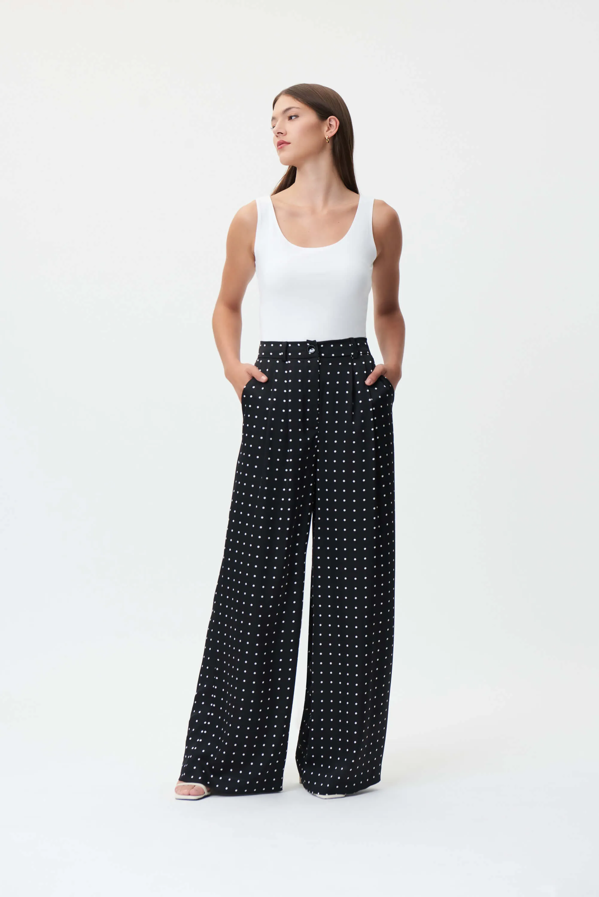 Arizona Muse Satin Wide Leg Pant - Black 232084