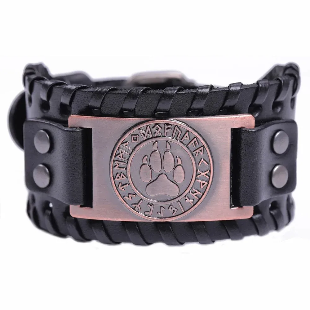 Bear Paw Handmade Braided Genuine Leather Strap