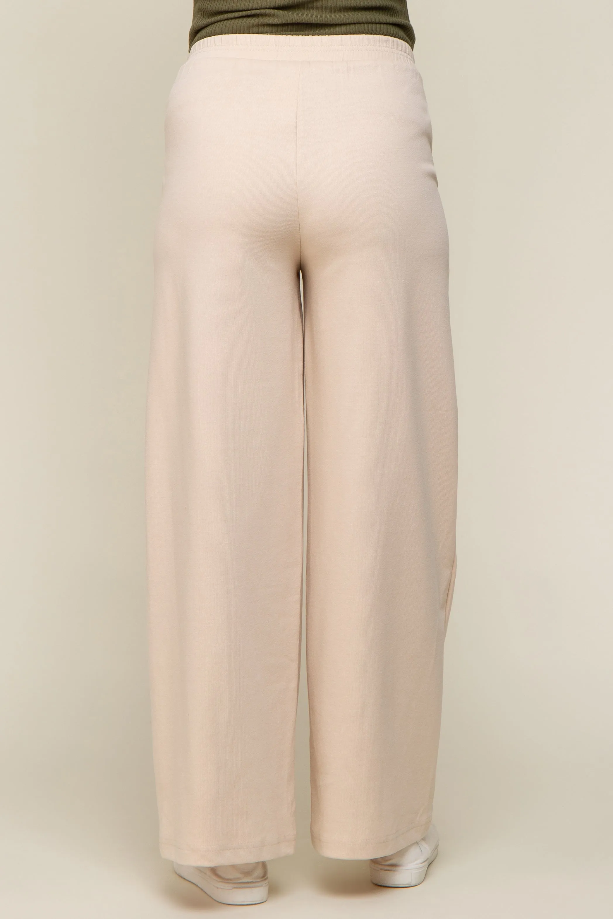 Beige Basic Wide Leg Maternity Lounge Pants