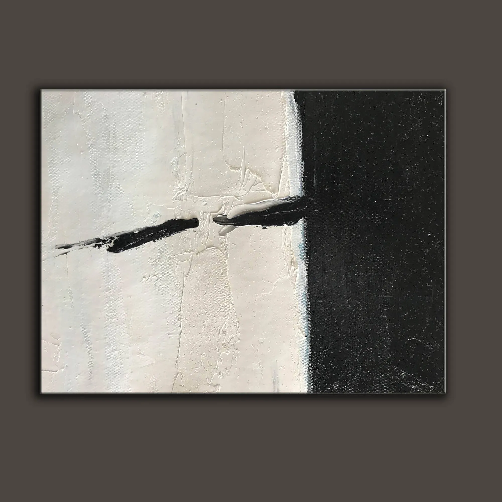 Black and White Abstract Painting Rich Textured Wall Art on Canvas Yp007