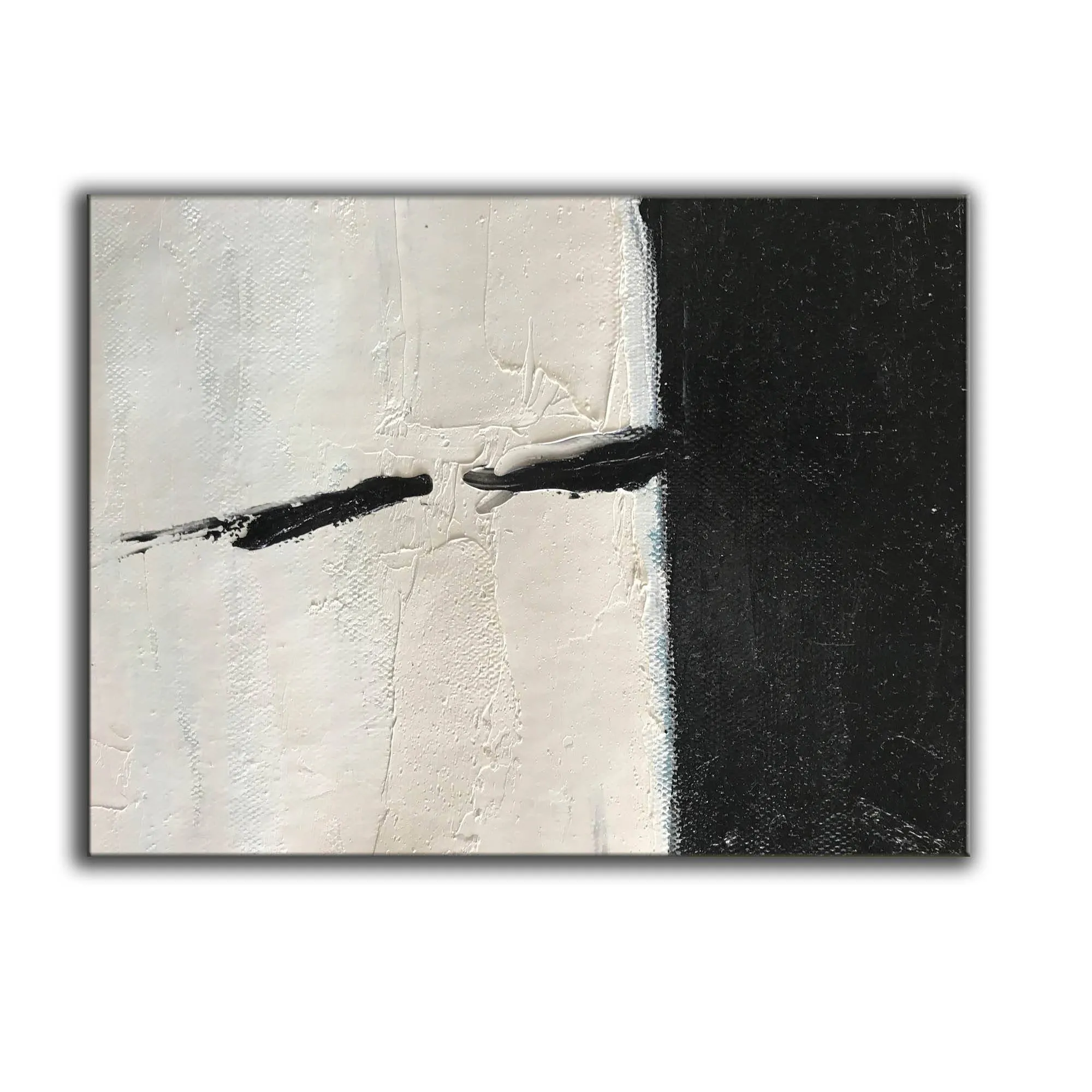 Black and White Abstract Painting Rich Textured Wall Art on Canvas Yp007