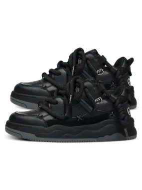 Mens Premium Black Warrior High-Top Hip-Hop Sneakers