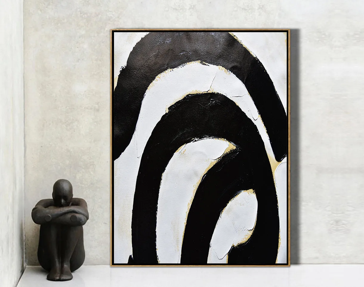 Black White Abstract Painting Minimalist Canvas Art Geometrical Art Yp072