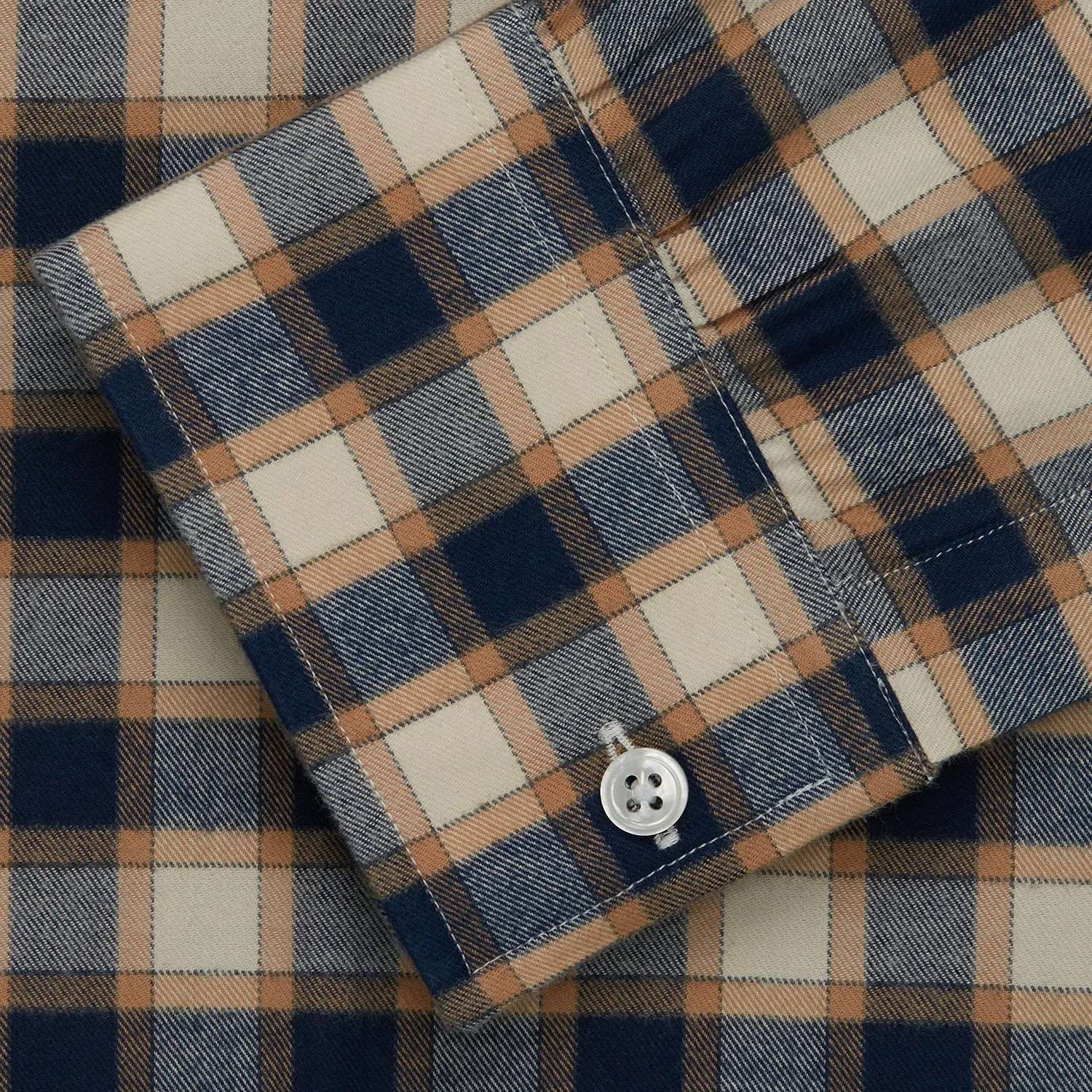 Blue Multi Check Weekend Fit Shirt with Derby Collar and 1-Button Cuffs