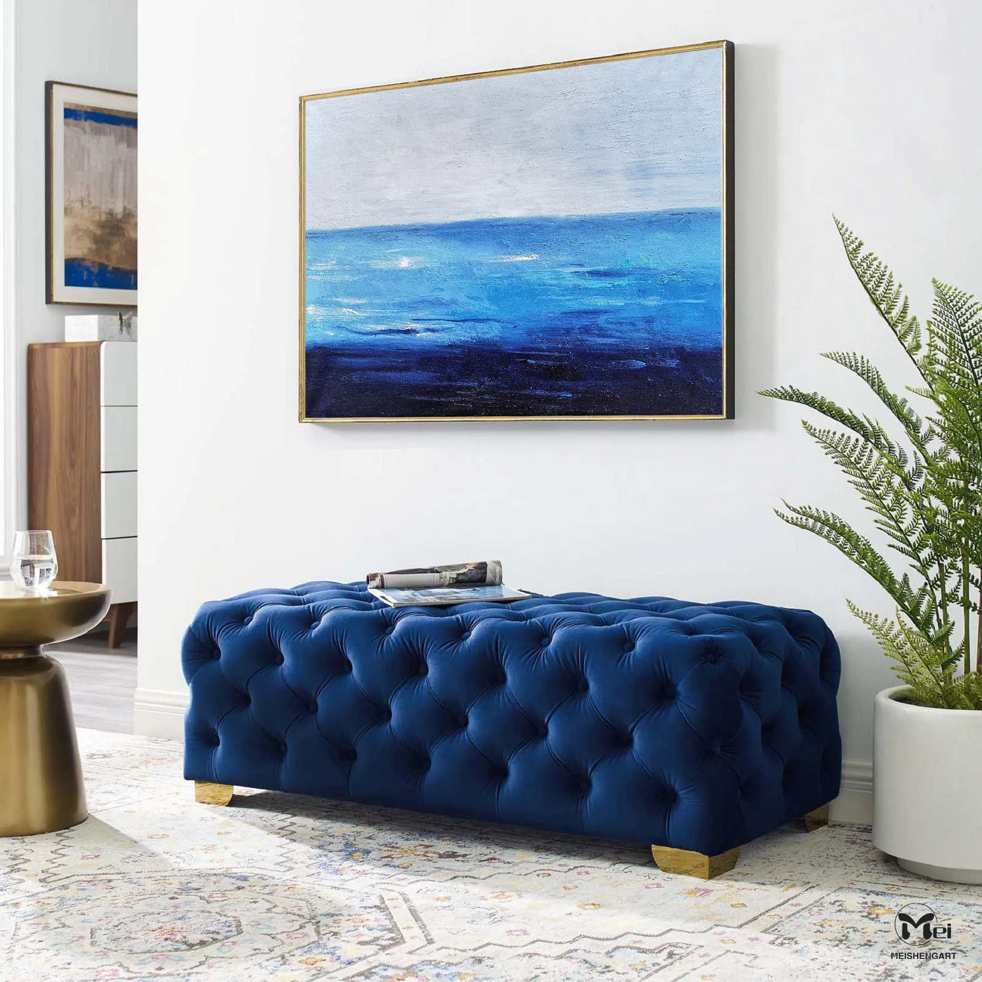 Blue Ocean Canvas Painting Bright Wall Painting Ap124