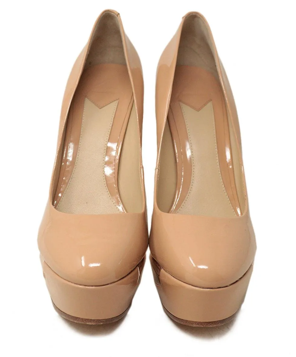 Brian Atwood Nude Patent Leather & Gold Heels sz 7