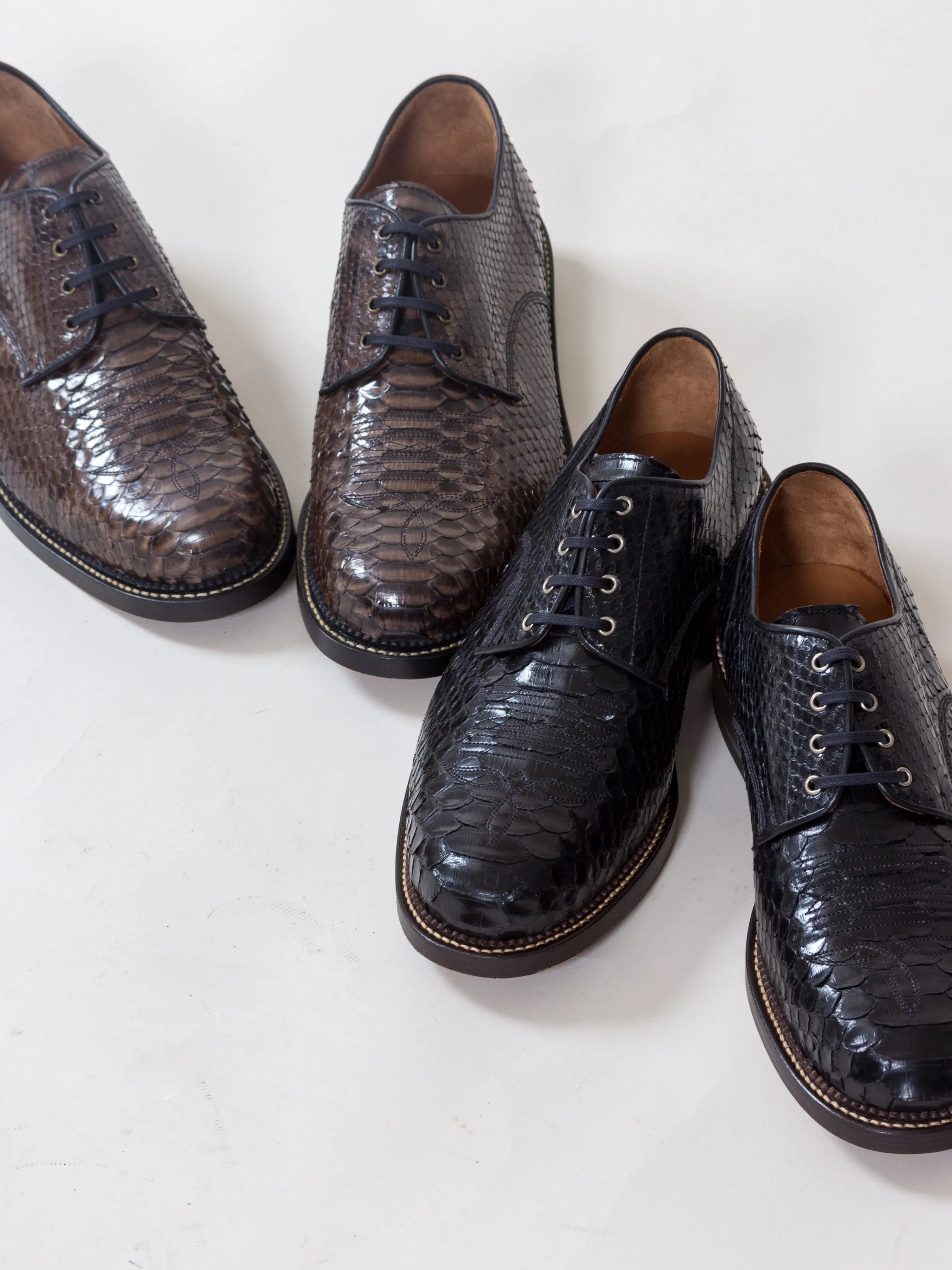 Bright Shoemakers, Western Derby, Black Python (limited edt)