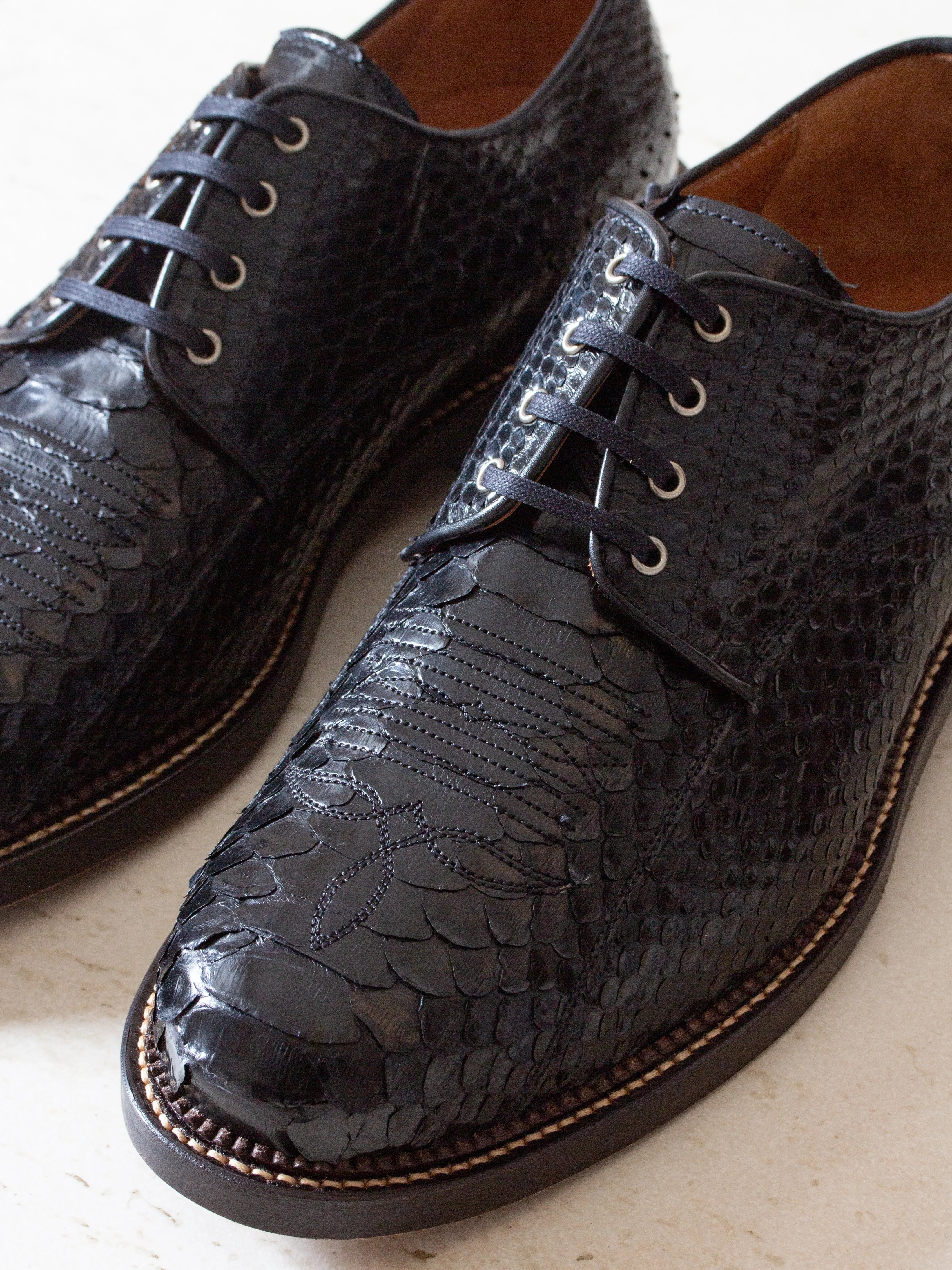 Bright Shoemakers, Western Derby, Black Python (limited edt)