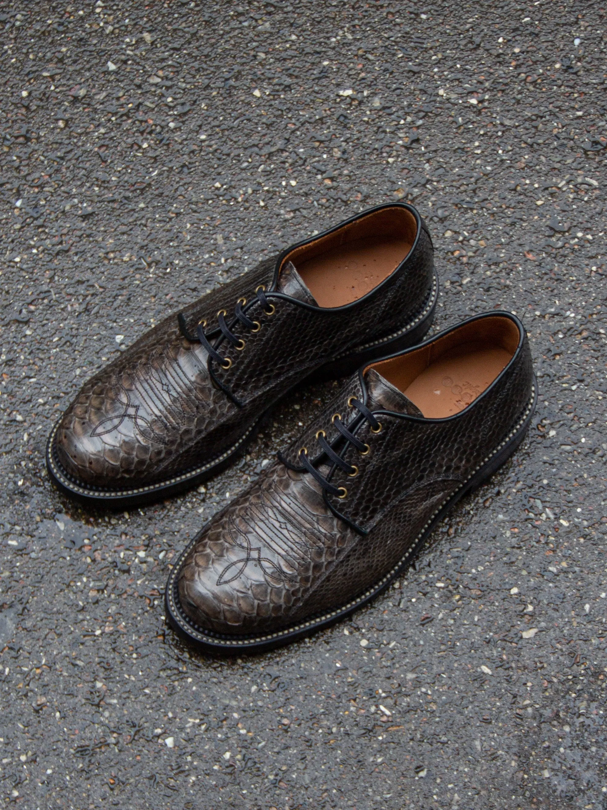 Bright Shoemakers, Western Derby, Grey Python (limited edt)