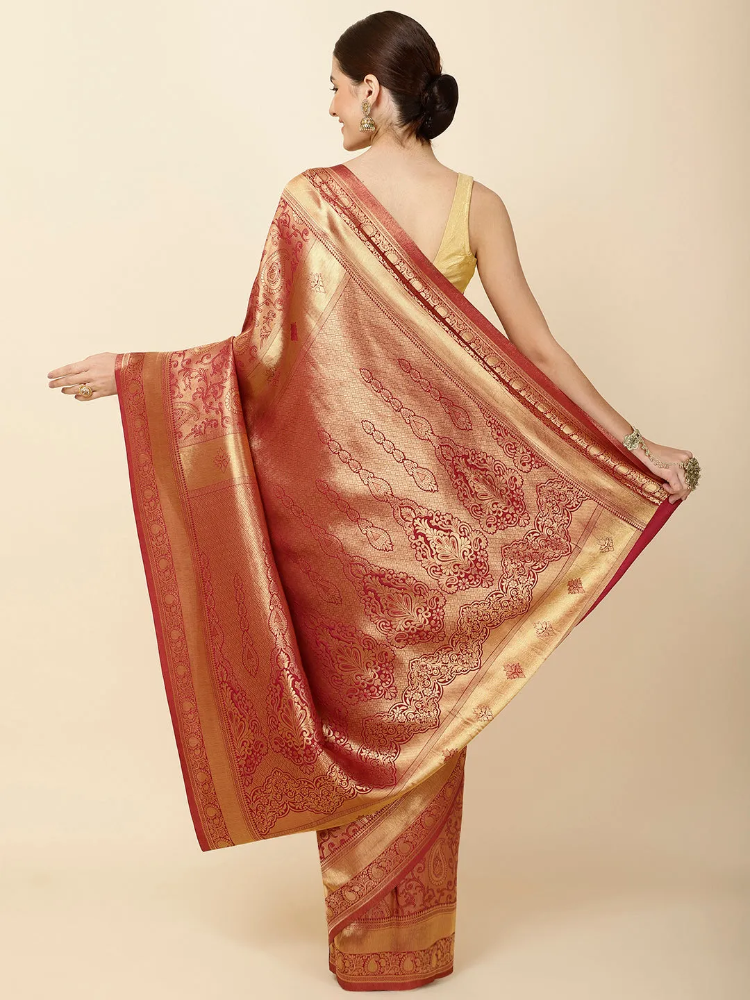 Brocade Zari Jaal Woven Handloom Saree