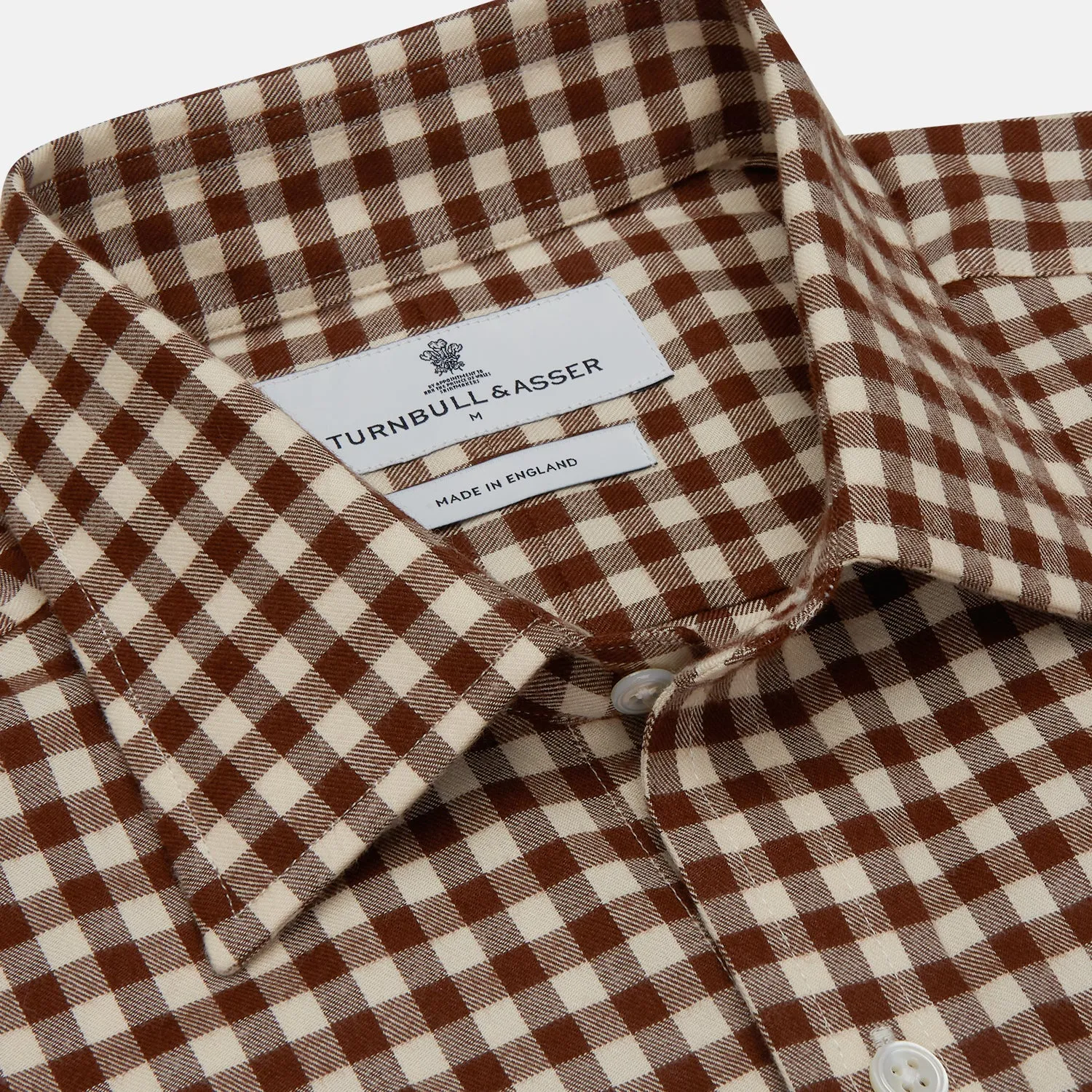 Brown Check Weekend Fit Shirt with Derby Collar and 1-Button Cuffs