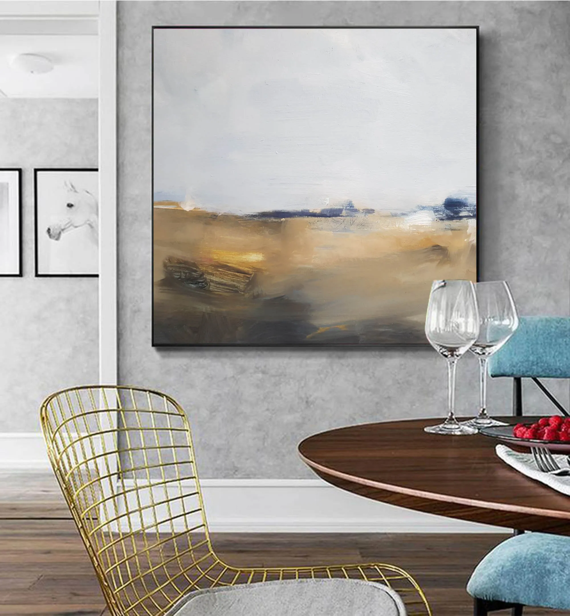 Brown White Landscape Painting living Room Wall Art Yp060