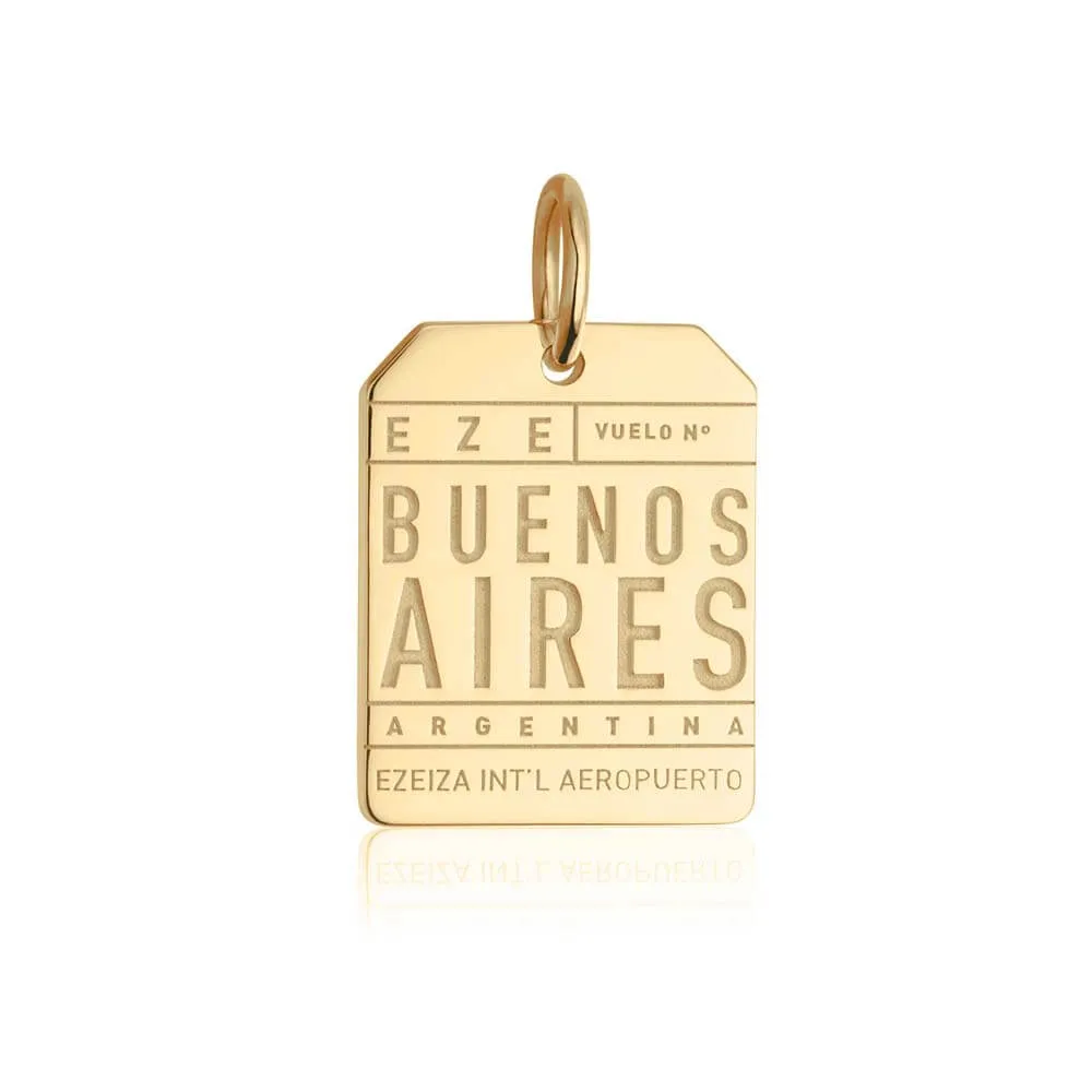 Buenos Aires Argentina EZE Luggage Tag Charm Gold