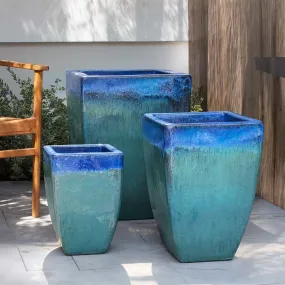 Campania International Macouba Planter in Running Blue set of 3