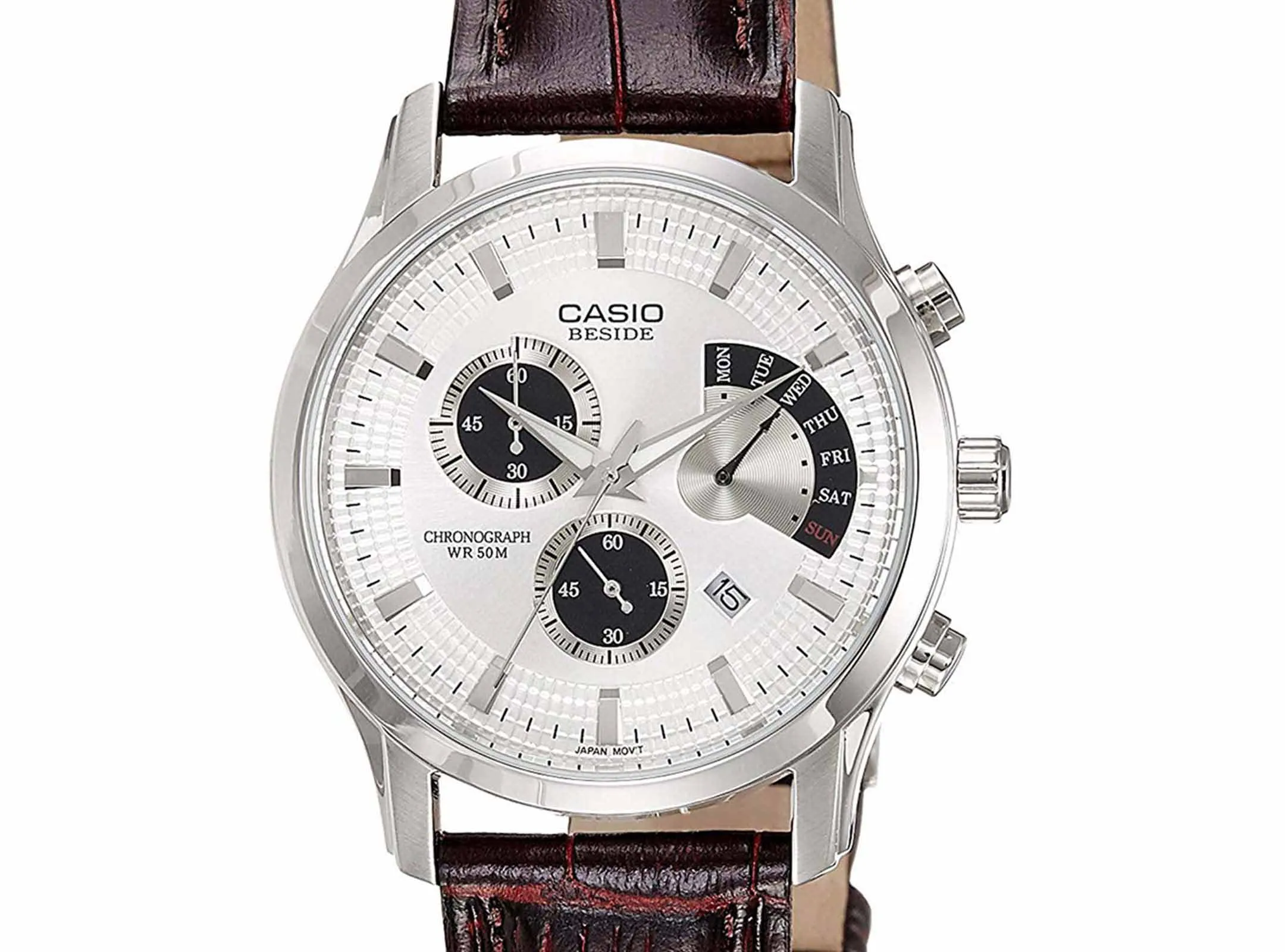 Casio Beside BEM-501L-7AVDF Womens Analog Watch with Silver Dial and Leather Strap - Stylish Timepiece for Everyday Wear