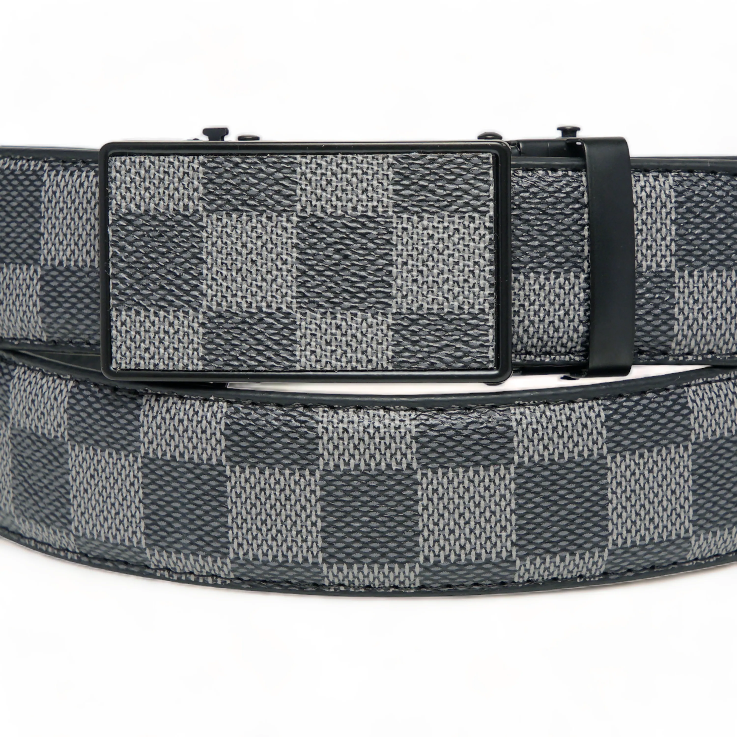 Chokore Casual Checkered Leather Belt (Gray)