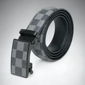 Chokore Casual Checkered Leather Belt (Gray)