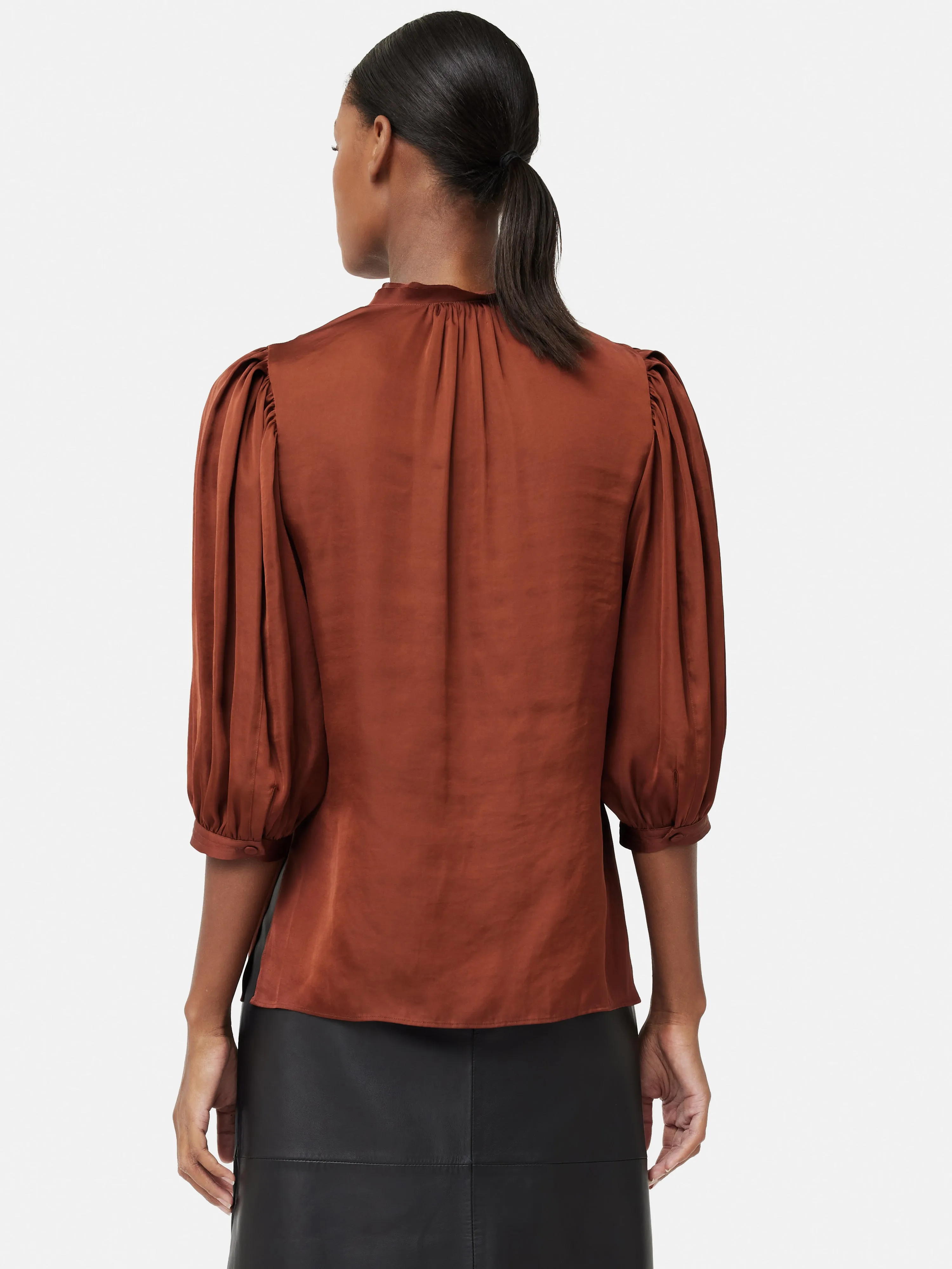 Cicelly Satin Drape Top | Brown