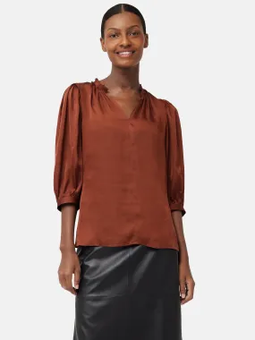 Cicelly Satin Drape Top | Brown