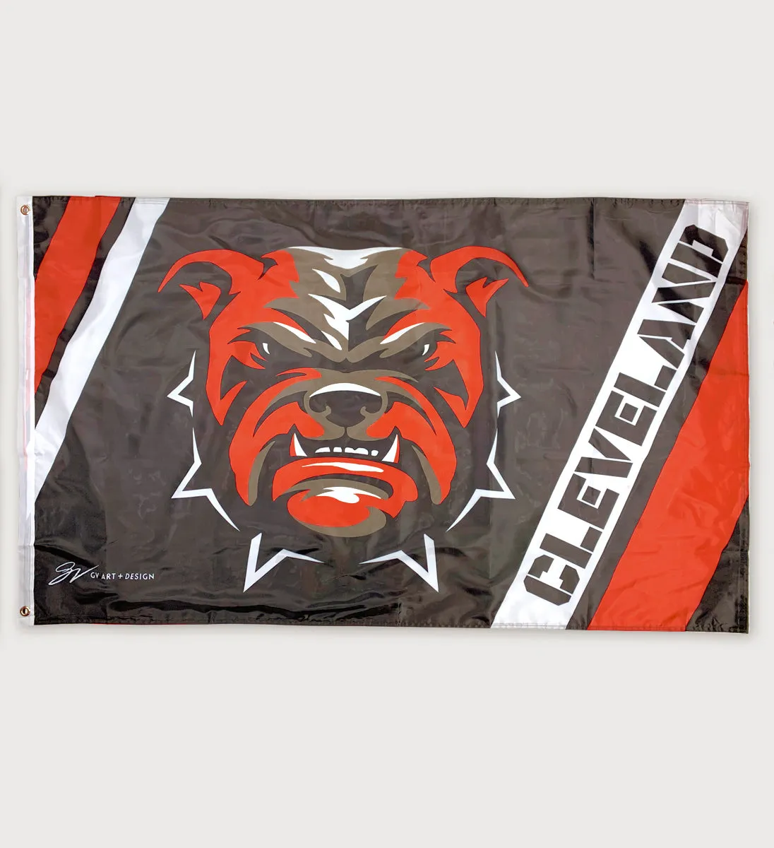 Cleveland Football Dawg Flag Doublesided.