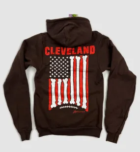 Cleveland Football Flag Zip Hooded Sweatshirt