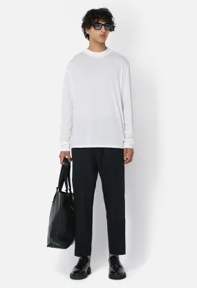 Cotton Cashmere Mock Neck / White