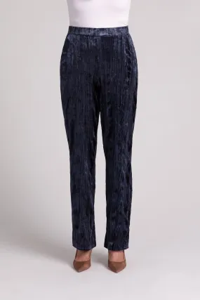 Crinkle Velvet Straight Leg Pant | Navy