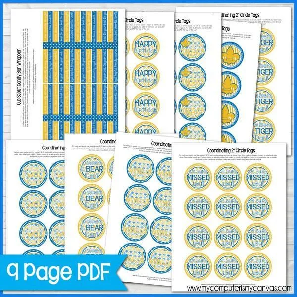 Cub Scout Candy Bar Wrapper & Tags PRINTABLE