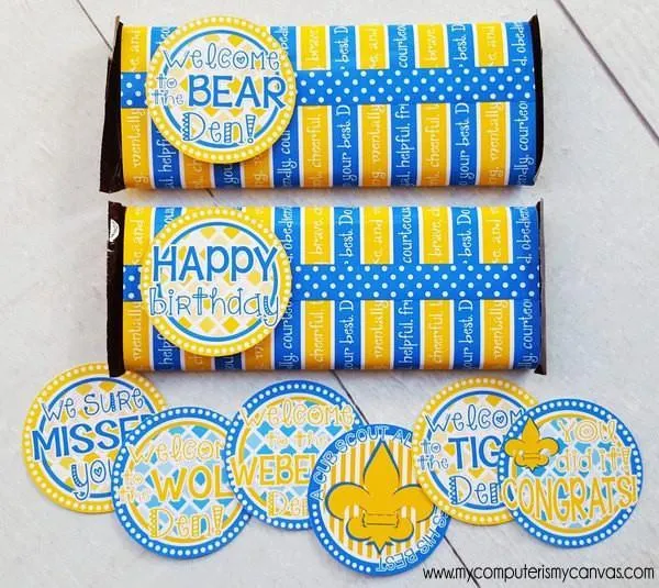 Cub Scout Candy Bar Wrapper & Tags PRINTABLE