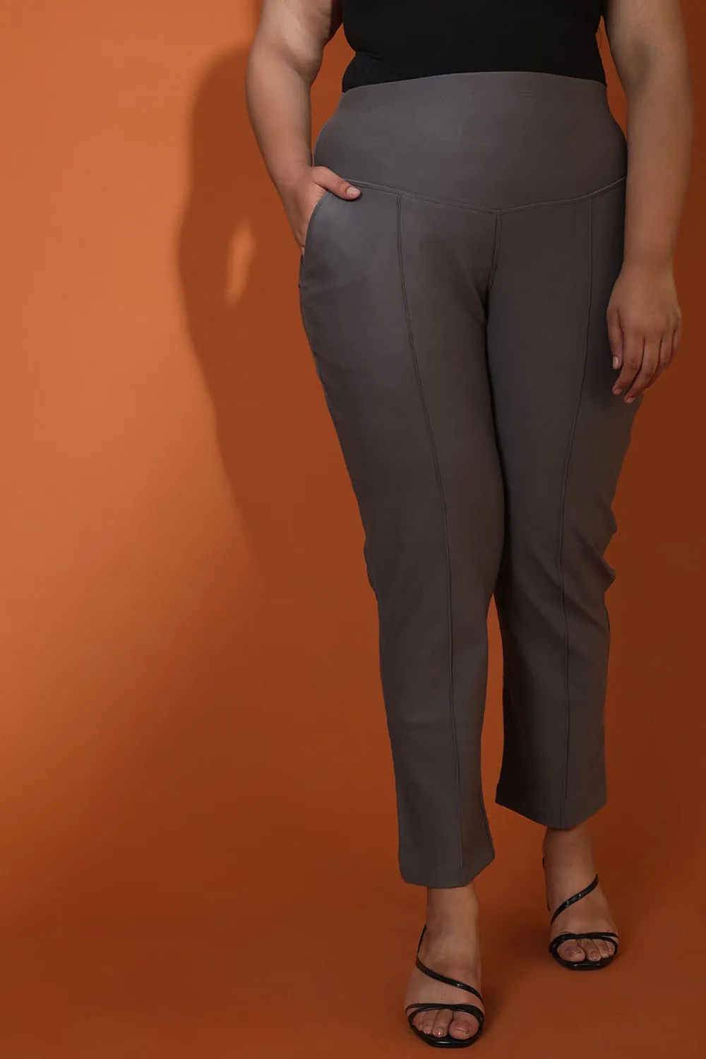 Dark Grey Crease Seam Tummy Tucker Pants