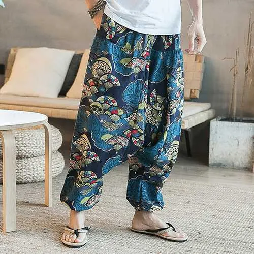 Ethnic Style Printed Loose Wide Leg Pants