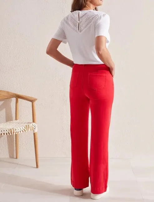 FLY FRONT WIDE LEG PANT | Poppy Red