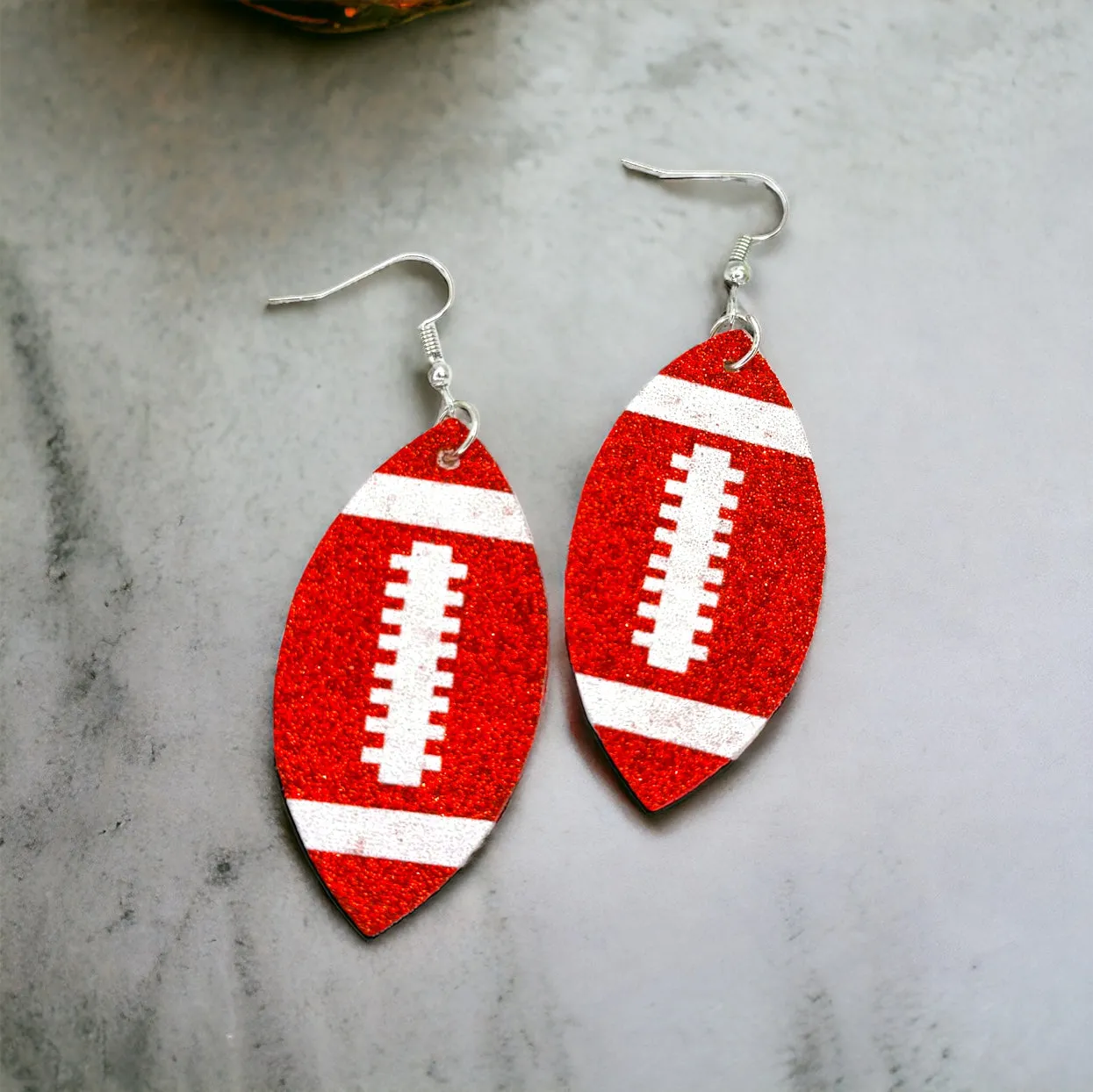 Football Earrings - Football Jewelry, Super Bowl Earrings, Handmade Earrings, Handmade Jewelry, Shell Earrings, Rugby Earrings, Cheerleader, Football Mom